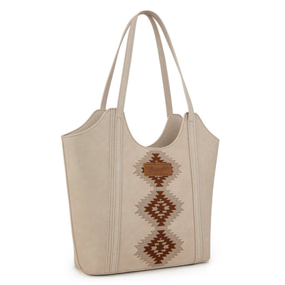 WG218-8250  Wrangler Aztec Embroidered Tote Bag- Beige