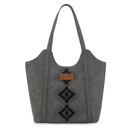 WG218-8250  Wrangler Aztec Embroidered Tote Bag- Black