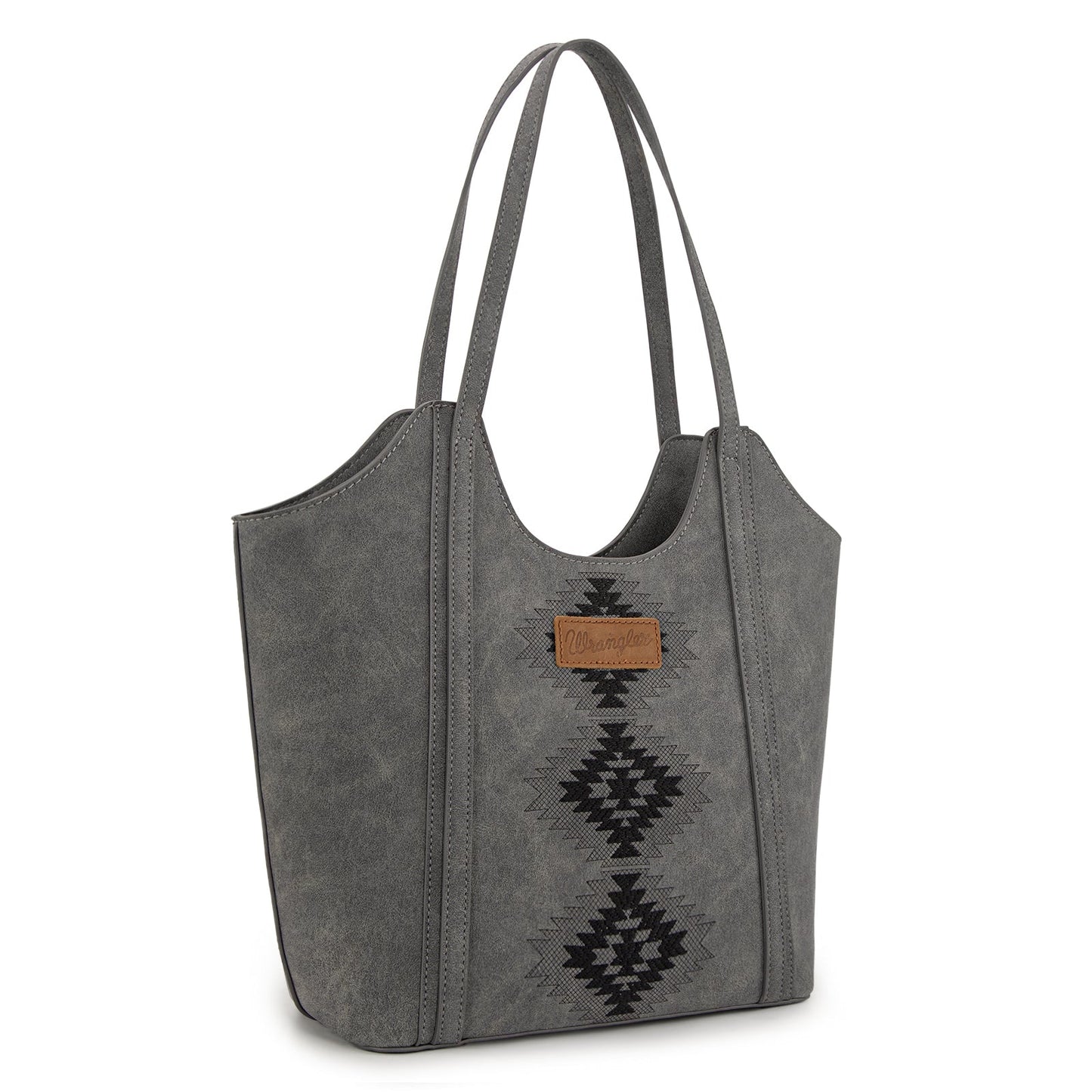 WG218-8250  Wrangler Aztec Embroidered Tote Bag- Black