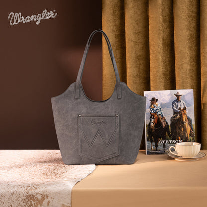 WG218-8250  Wrangler Aztec Embroidered Tote Bag- Black