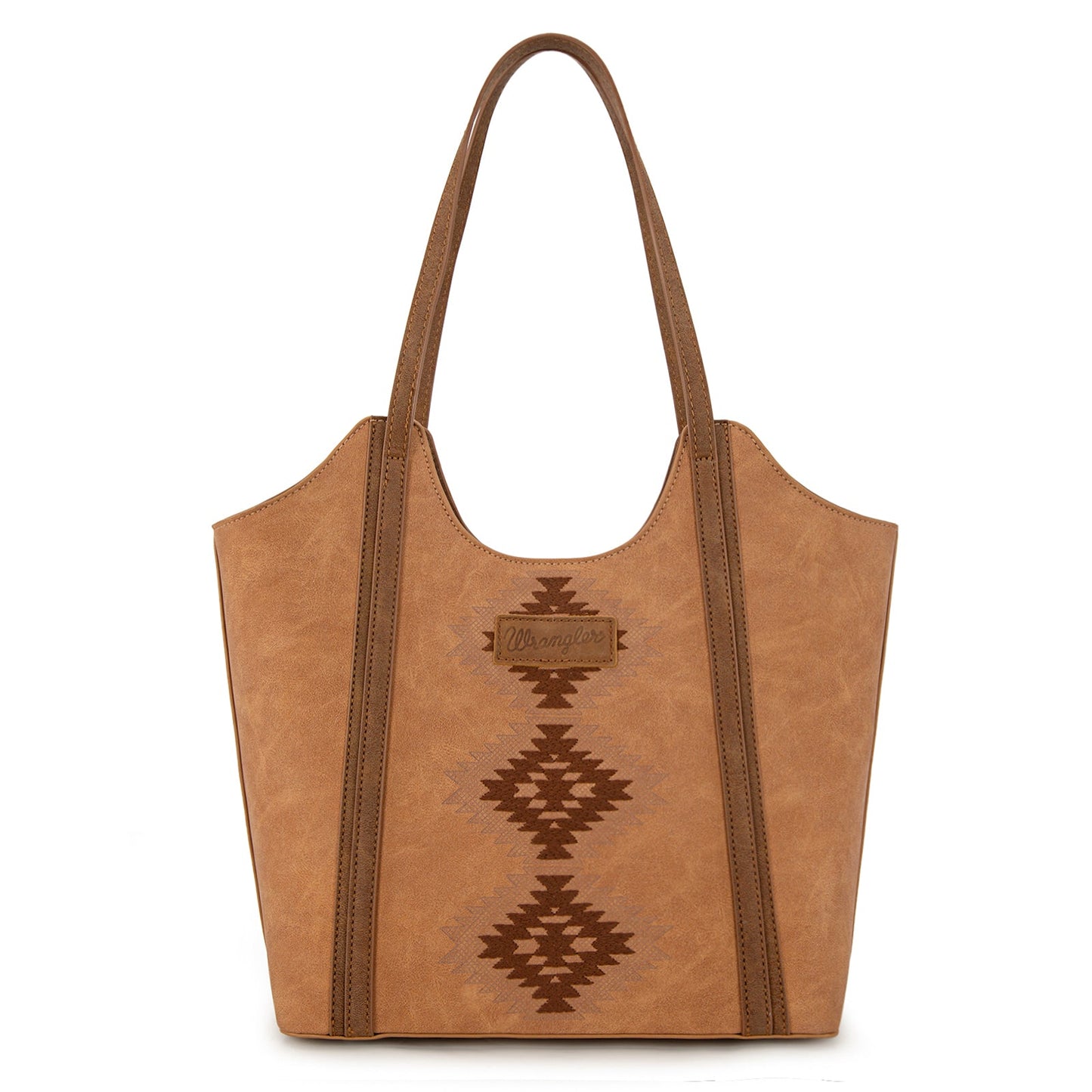 WG218-8250  Wrangler Aztec Embroidered Tote Bag- Brown