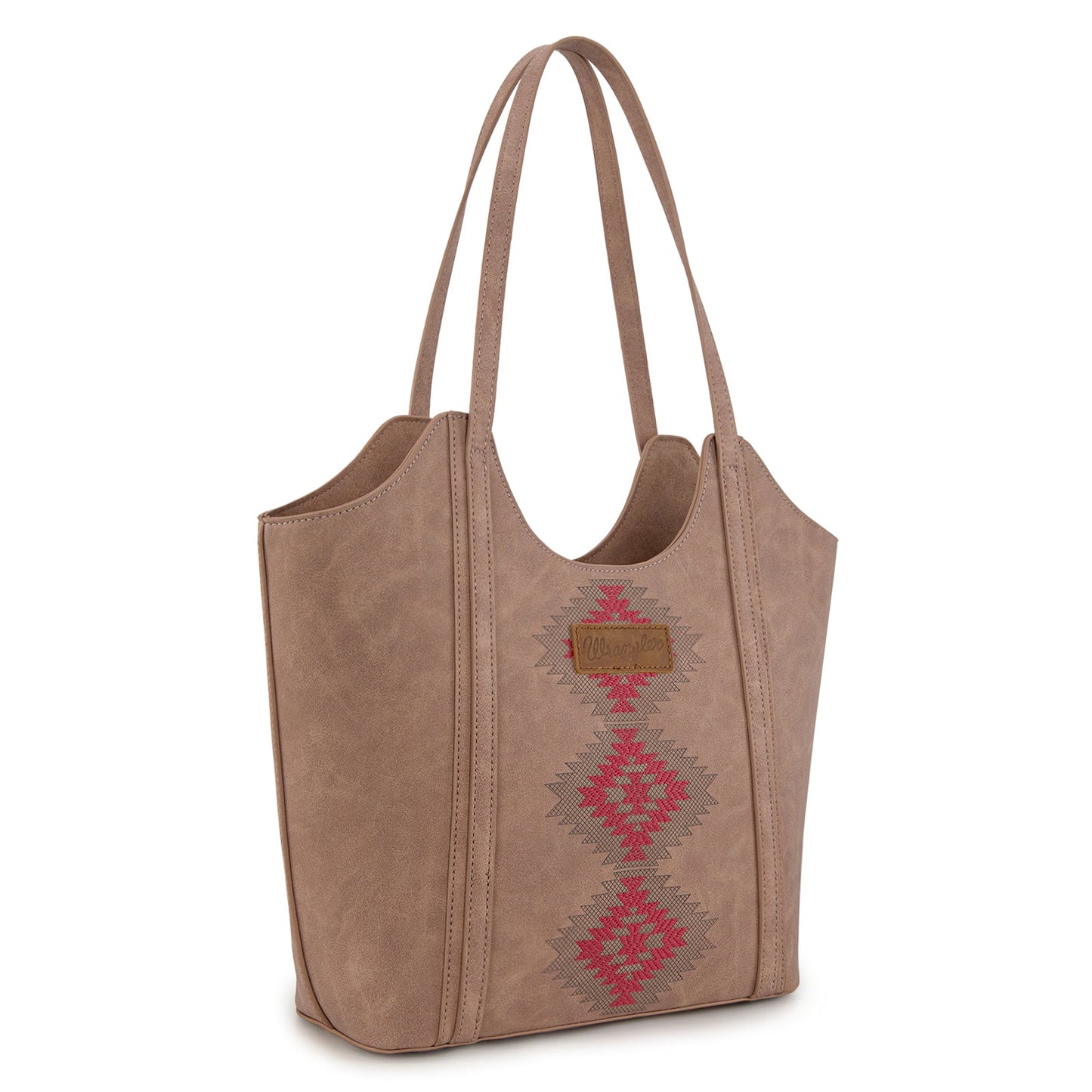 WG218-8250  Wrangler Aztec Embroidered Tote Bag- Dark Pink