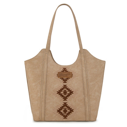 WG218-8250  Wrangler Aztec Embroidered Tote Bag- Tan