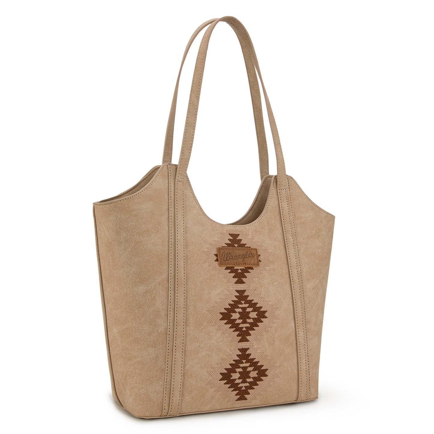 WG218-8250  Wrangler Aztec Embroidered Tote Bag- Tan