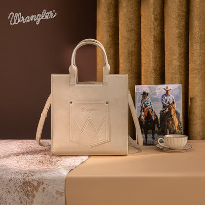 WG218-8900  Wrangler Aztec Embroidered Tote Bag/Crossbody- Beige