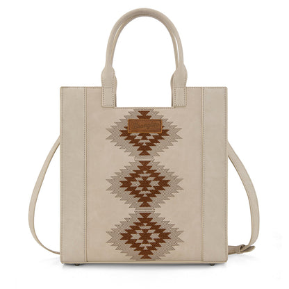 WG218-8900  Wrangler Aztec Embroidered Tote Bag/Crossbody- Beige
