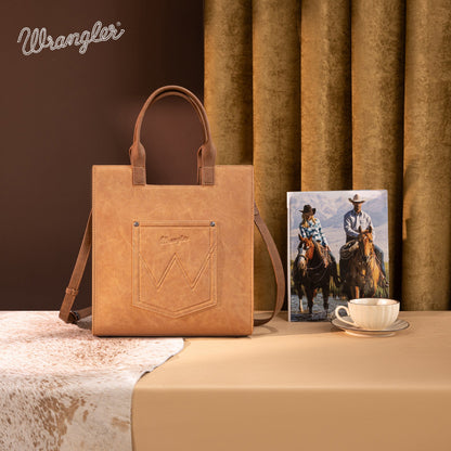 WG218-8900  Wrangler Aztec Embroidered Tote Bag/Crossbody- Brown