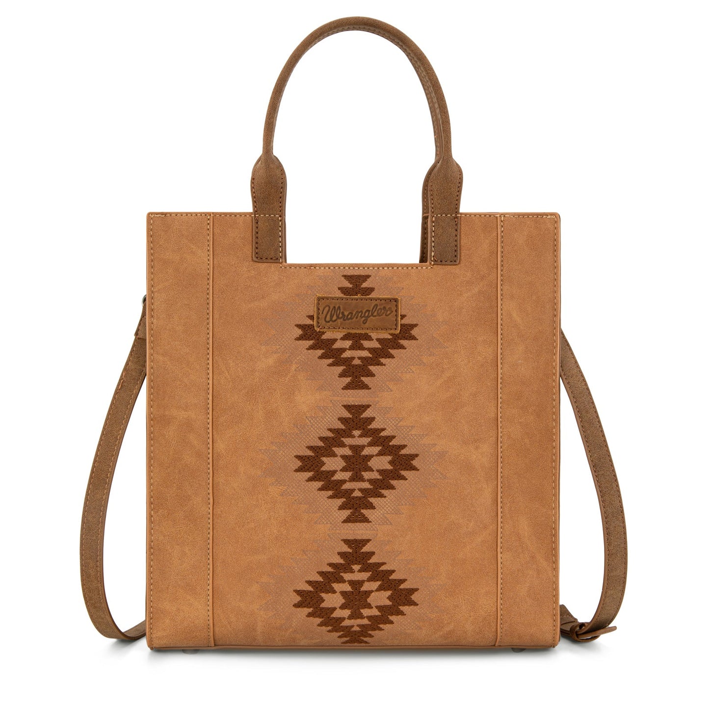 WG218-8900  Wrangler Aztec Embroidered Tote Bag/Crossbody- Brown