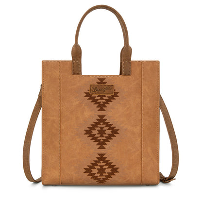 WG218-8900  Wrangler Aztec Embroidered Tote Bag/Crossbody- Brown