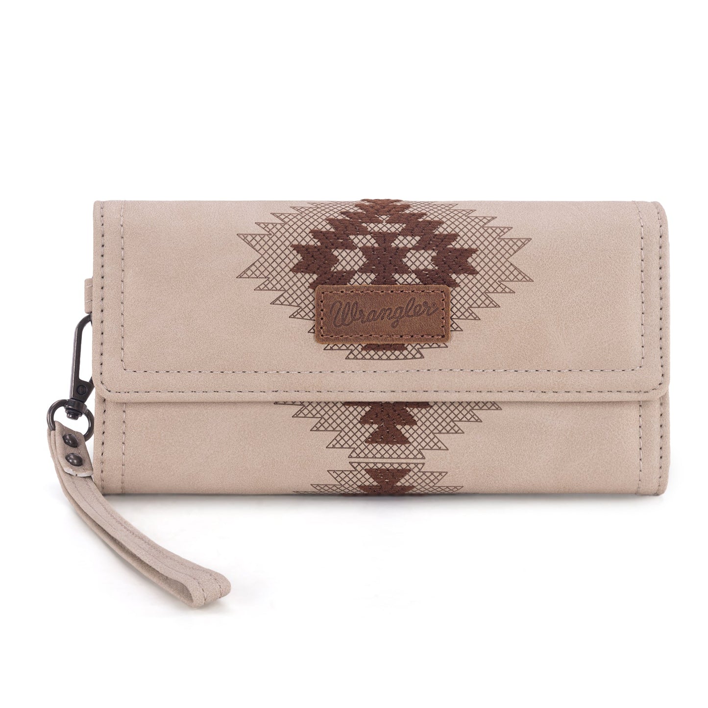 WG218-W068  Wrangler Aztec Embroidered  Wallet/Wristlet -Beige