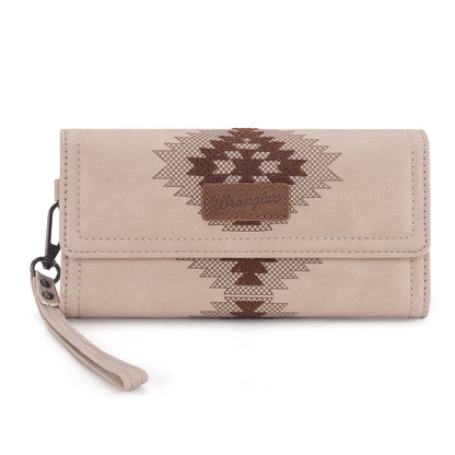 WG218-W068  Wrangler Aztec Embroidered  Wallet/Wristlet -Beige
