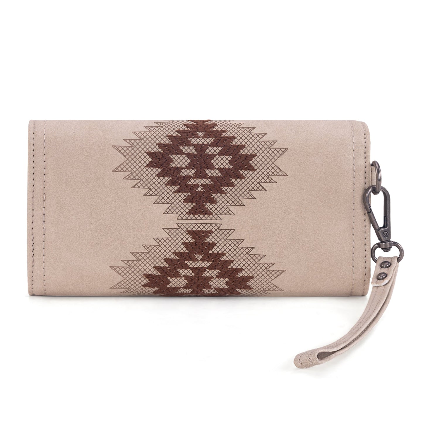 WG218-W068  Wrangler Aztec Embroidered  Wallet/Wristlet -Beige