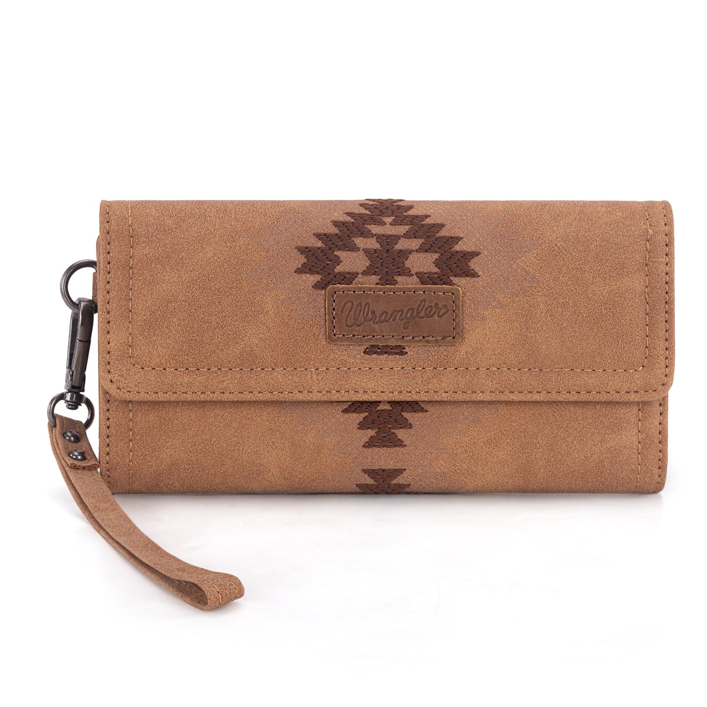 WG218-W068  Wrangler Aztec Embroidered  Wallet/Wristlet -Brown