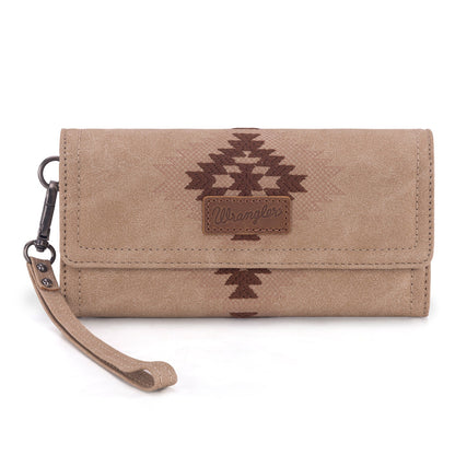 WG218-W068  Wrangler Aztec Embroidered  Wallet/Wristlet -Tan