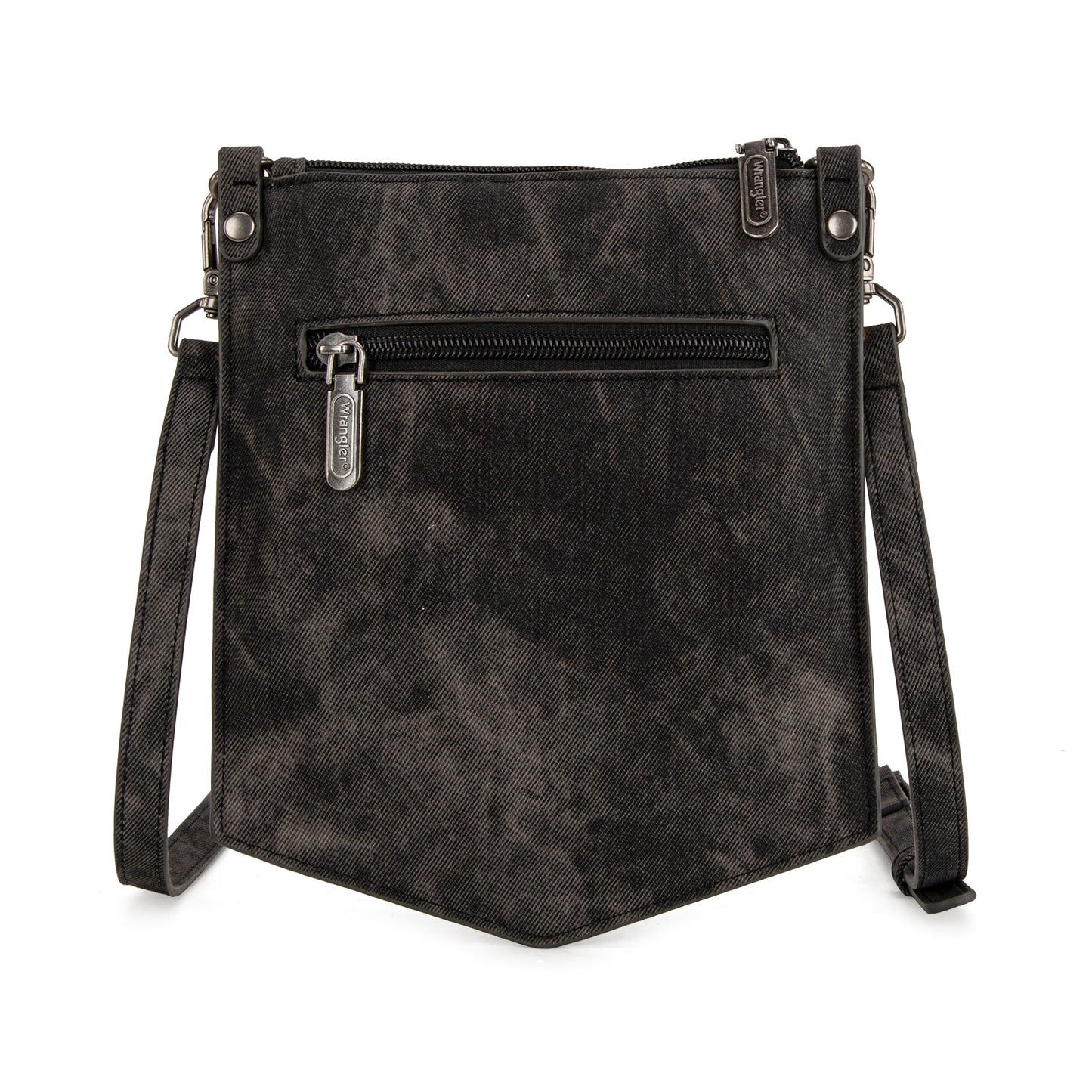 WG219-183  Wrangler "W" Stitch Water Repellent Denim Pocket Crossbody- Black