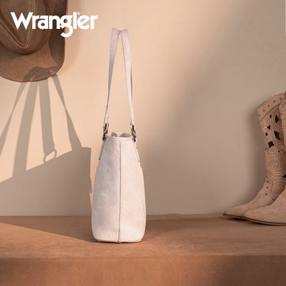 WG219-8317  Wrangler "W" Stitch Water Repellent Denim Pocket Zippered Tote Bag- Beige