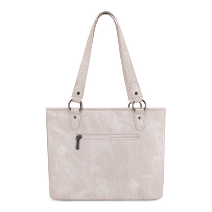 WG219-8317  Wrangler "W" Stitch Water Repellent Denim Pocket Zippered Tote Bag- Beige