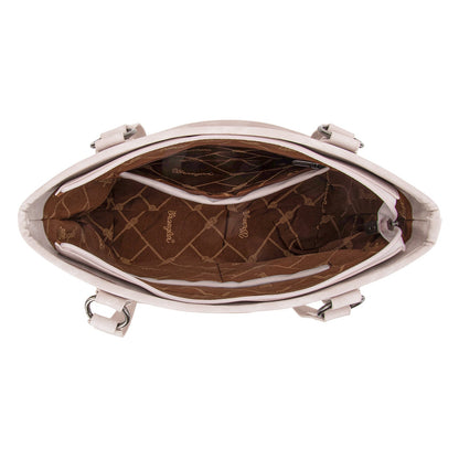 WG219-8317  Wrangler "W" Stitch Water Repellent Denim Pocket Zippered Tote Bag- Beige