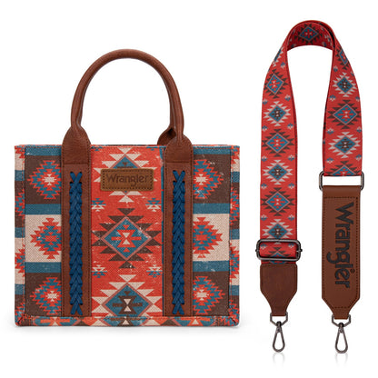 WG2209-8120S Wrangler Aztec Pattern Print-Tote/Crossbody - Burgundy