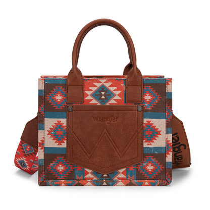 WG2209-8120S Wrangler Aztec Pattern Print-Tote/Crossbody - Burgundy