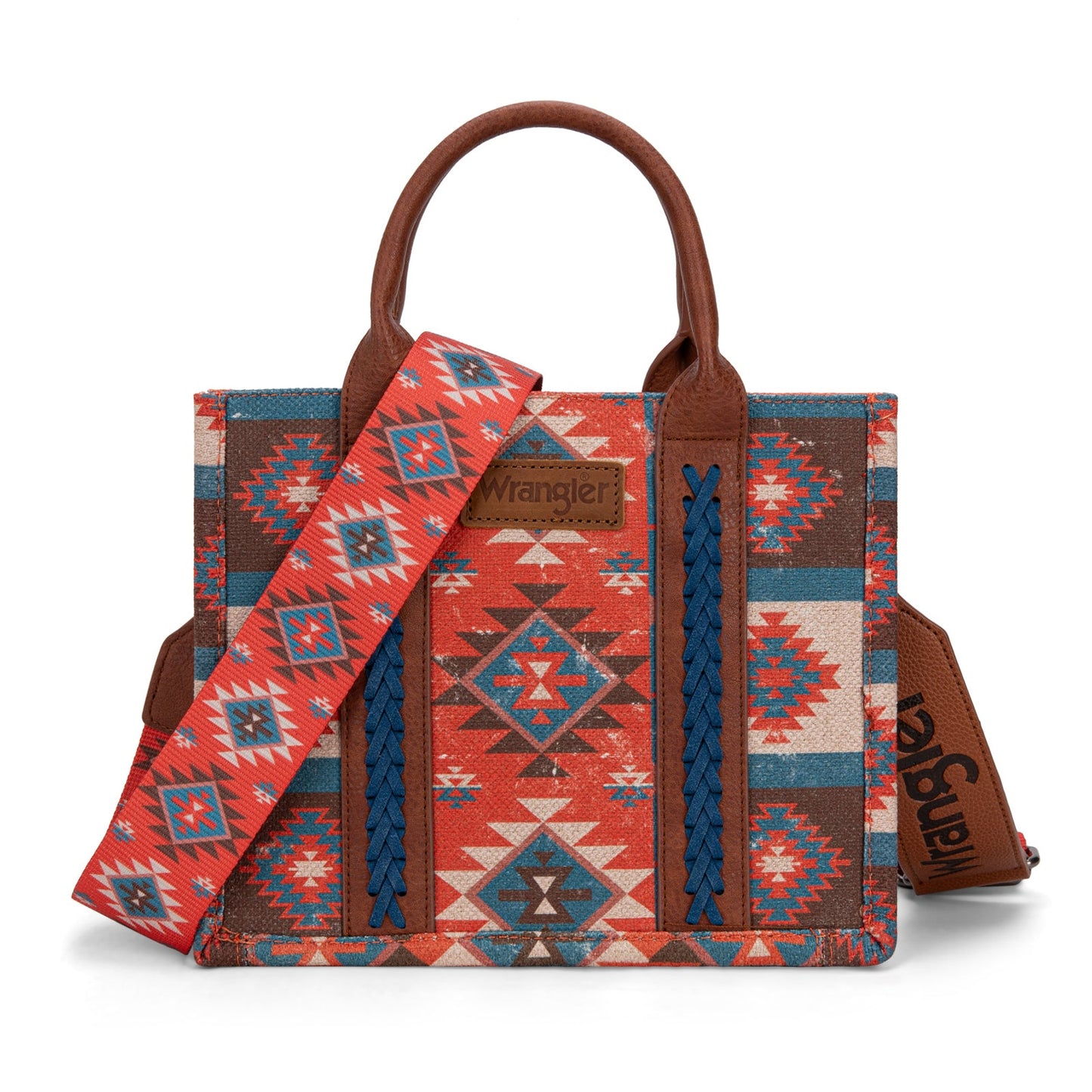 WG2209-8120S Wrangler Aztec Pattern Print-Tote/Crossbody - Burgundy