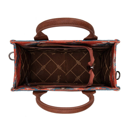 WG2209-8120S Wrangler Aztec Pattern Print-Tote/Crossbody - Burgundy