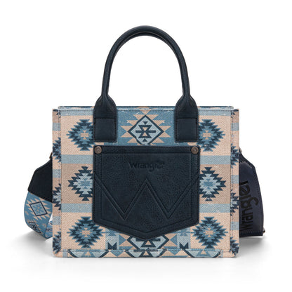 WG2209-8120S  Wrangler Aztec Pattern Dual Sided Print -Tote/Crossbody -Jean