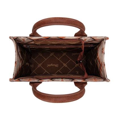 WG2209-8120S  Wrangler Aztec Pattern Dual Sided Print -Tote/Crossbody -Tan