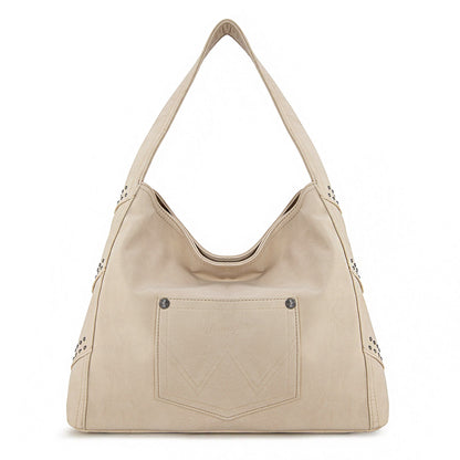 WG244-9182  Wrangler Fringe Studded Hobo Bag- Beige