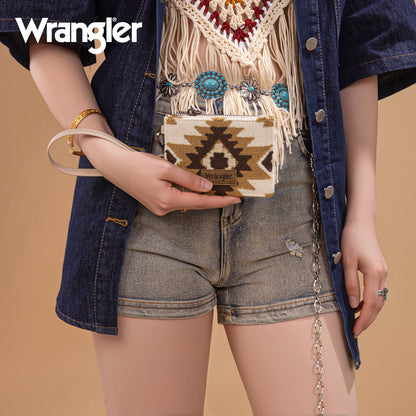 WG226-W069  Wrangler Aztec Print Card Wallet -Beige