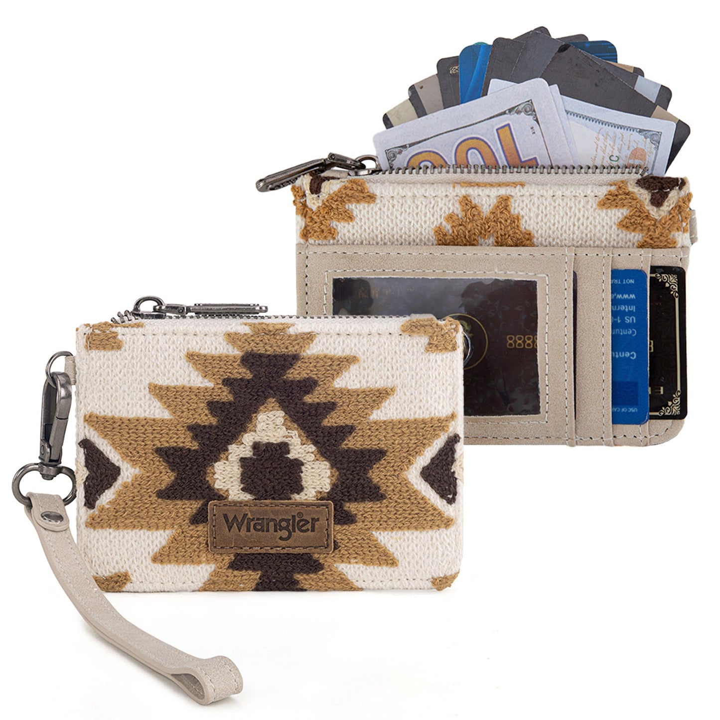 WG226-W069  Wrangler Aztec Print Card Wallet -Beige