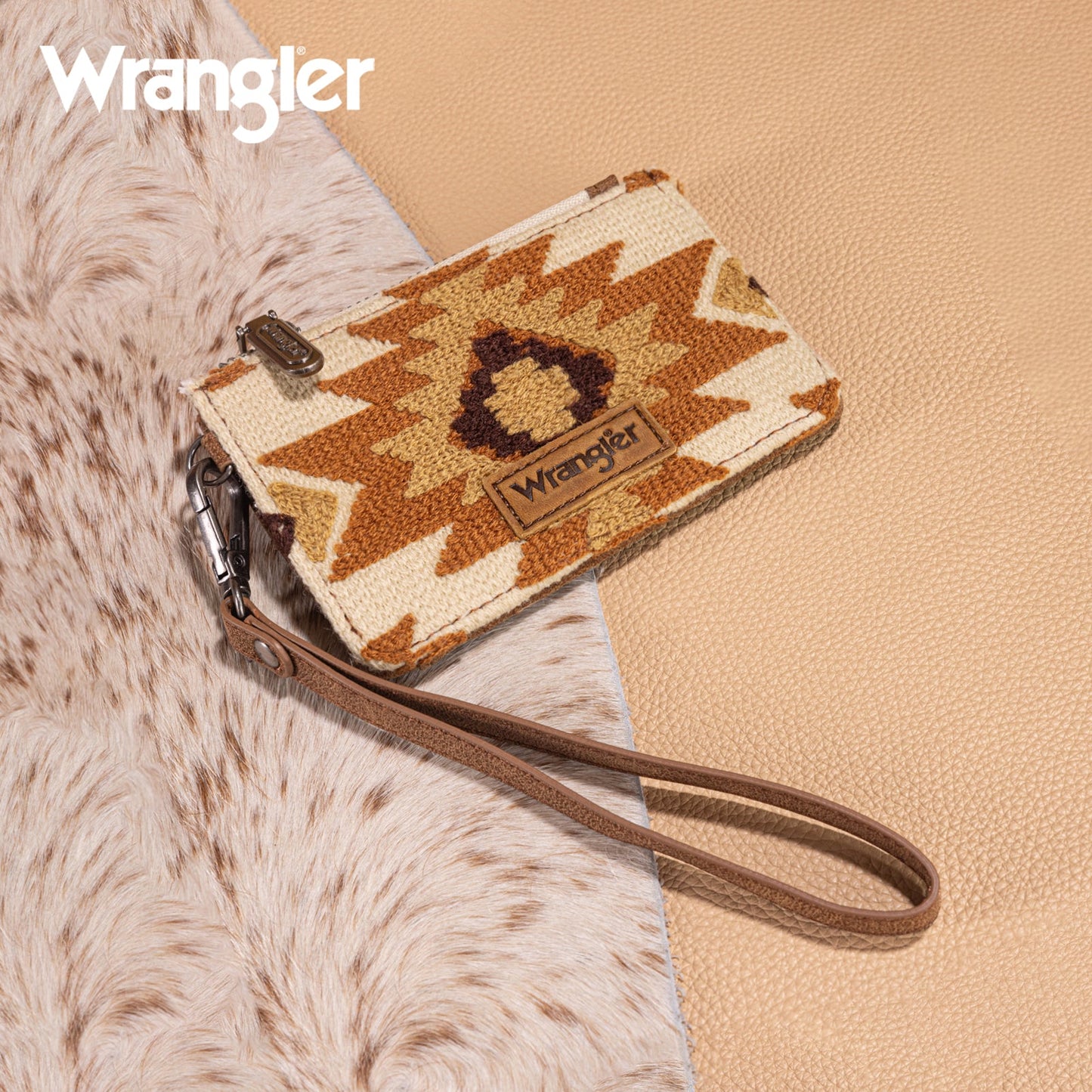 WG226-W069  Wrangler Aztec Print Card Wallet -Brown