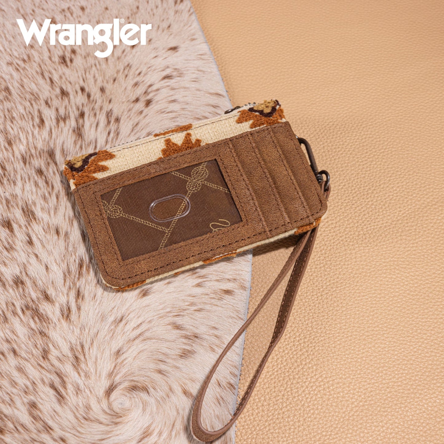 WG226-W069  Wrangler Aztec Print Card Wallet -Brown