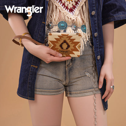 WG226-W069  Wrangler Aztec Print Card Wallet -Brown