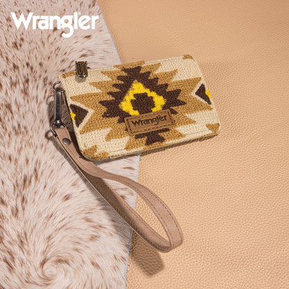 WG226-W069 Wrangler Aztec Print Card Wallet -Tan