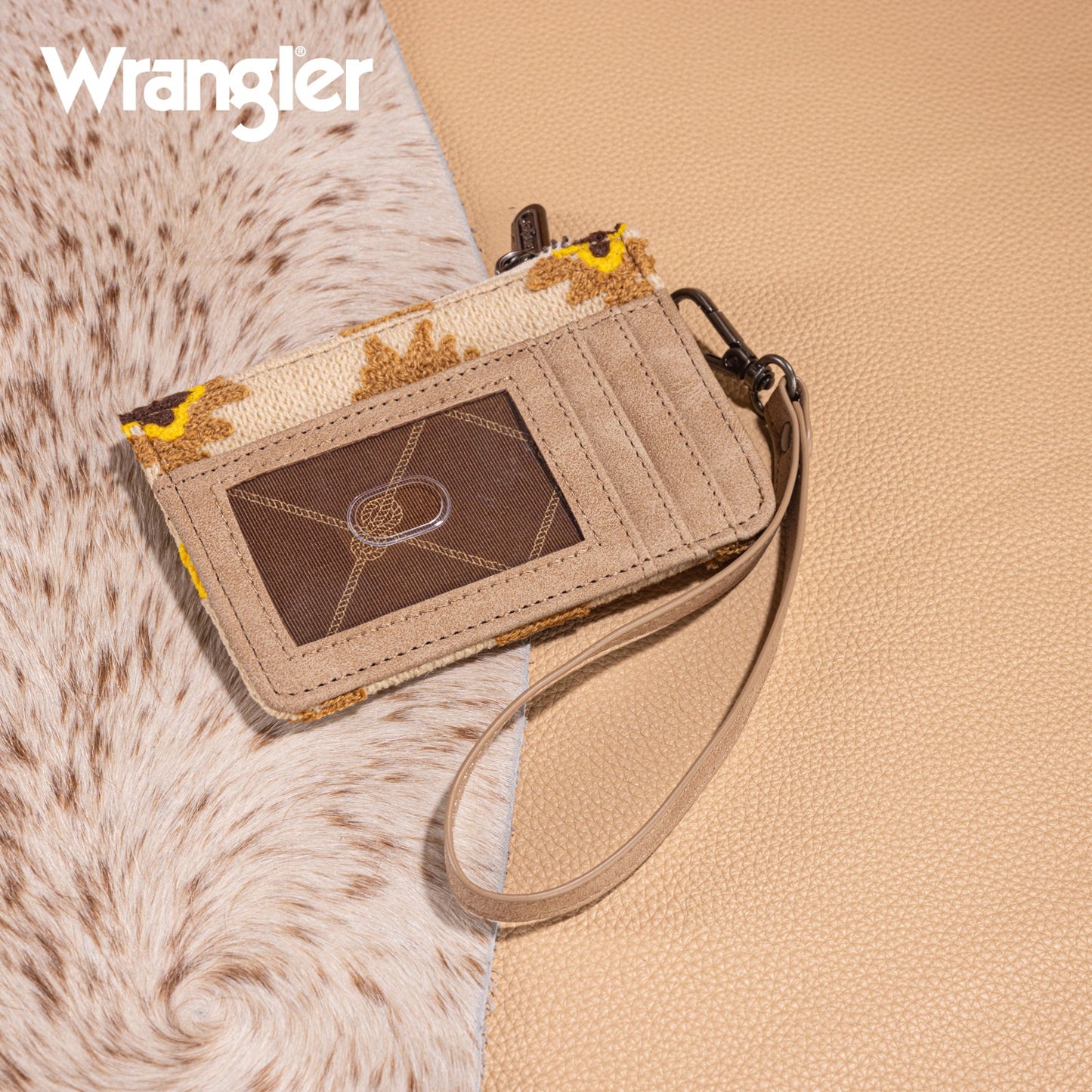 WG226-W069 Wrangler Aztec Print Card Wallet -Tan