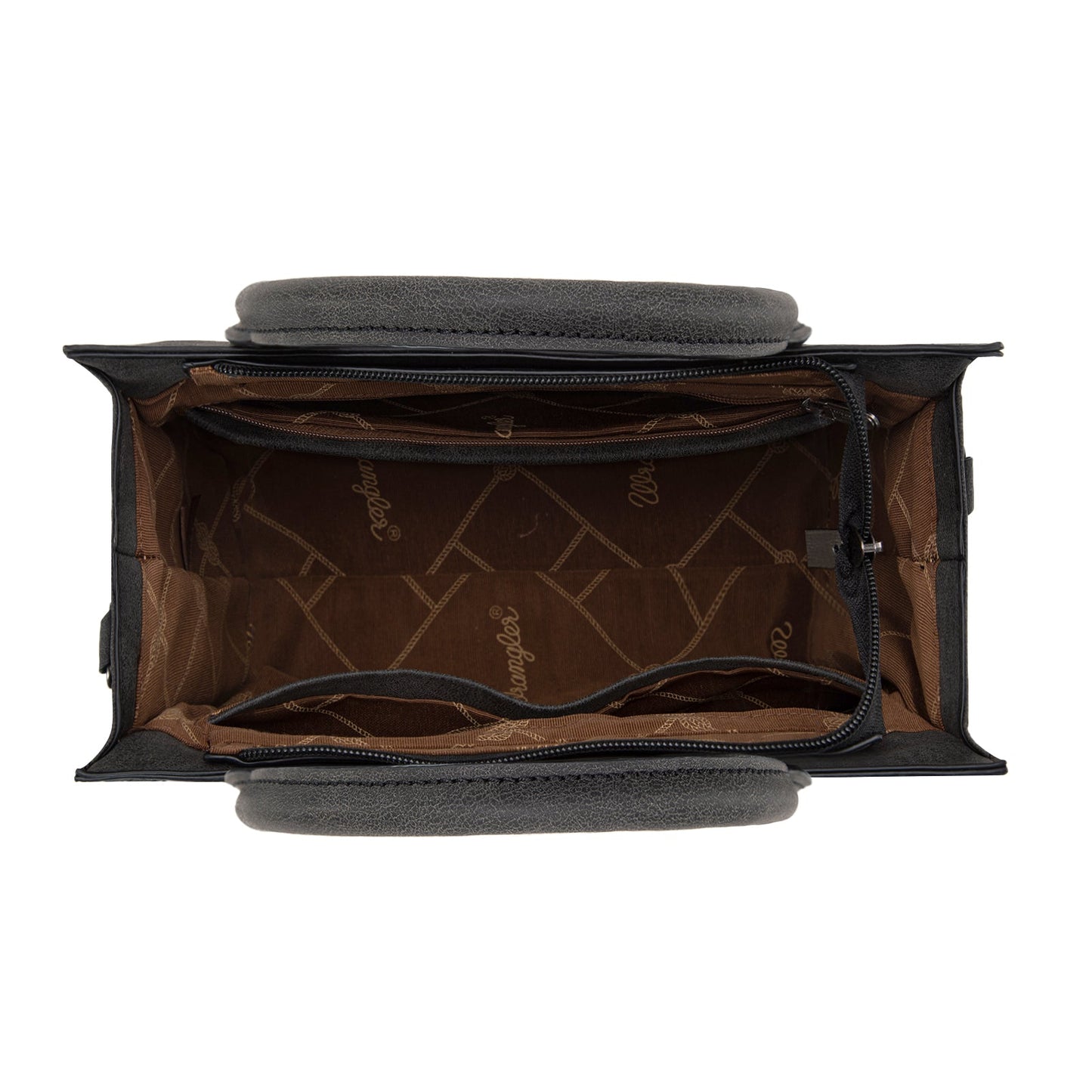 WG226-8120  Wrangler Tooled Aztec Pattern Print Concealed Carry Tote/Crossbody -Black