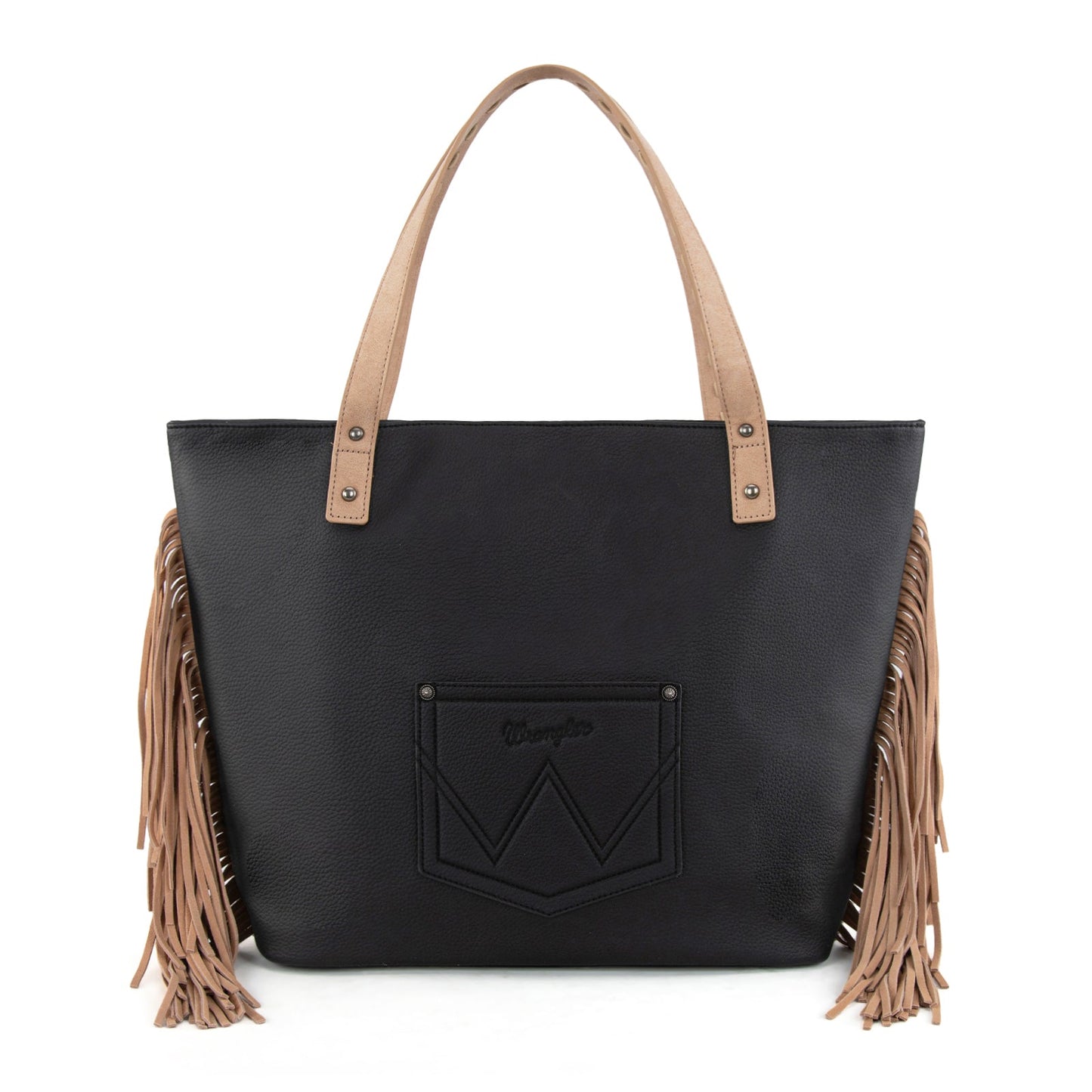 WG233-2002  Wrangler Aztec Embroidered Large Tote Bag- Black