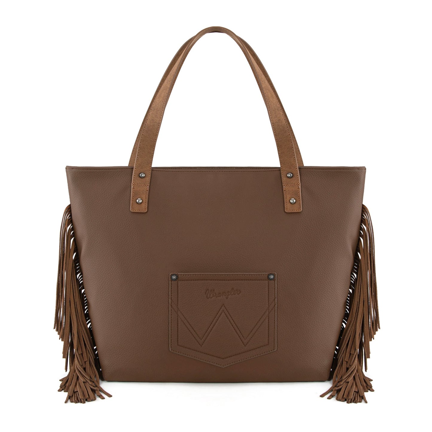 WG233-2002  Wrangler Aztec Embroidered Large Tote Bag- Brown