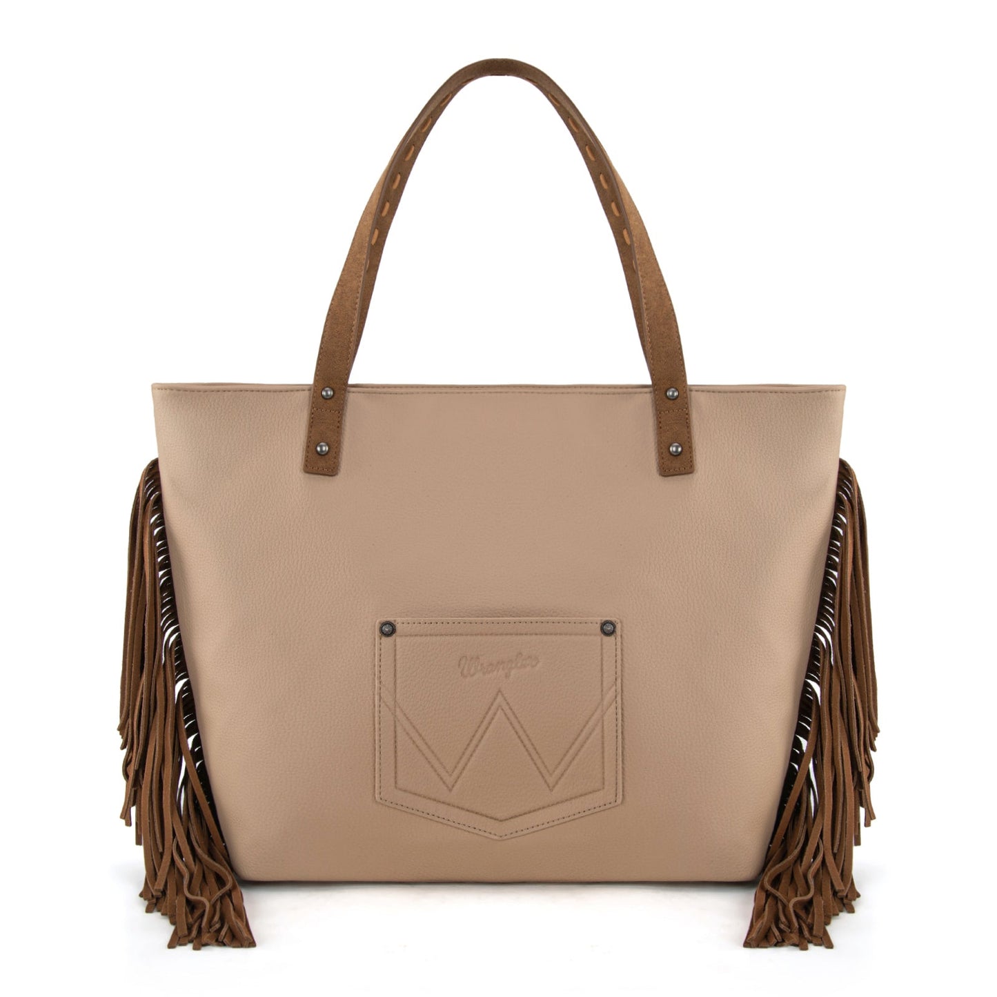 WG233-2002  Wrangler Aztec Embroidered Large Tote Bag- Tan
