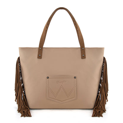 WG233-2002  Wrangler Aztec Embroidered Large Tote Bag- Tan