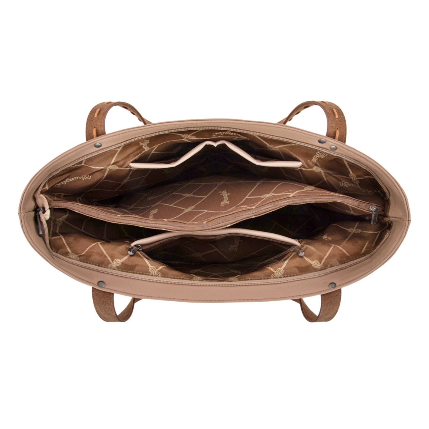 WG233-2002  Wrangler Aztec Embroidered Large Tote Bag- Tan