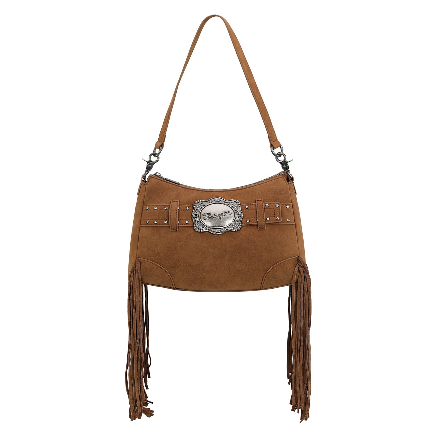 WG241-2022  Wrangler Fringe Buckle Hobo Bag/Crossbody Bag - Brown