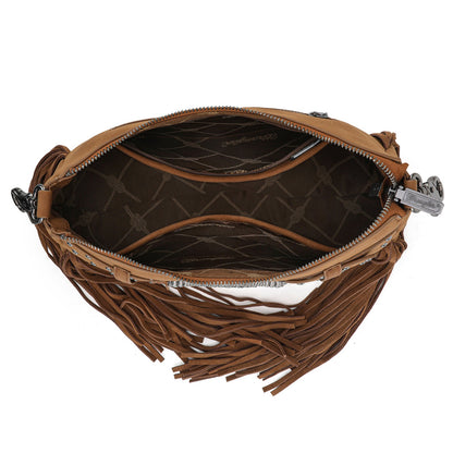 WG241-2022  Wrangler Fringe Buckle Hobo Bag/Crossbody Bag - Brown