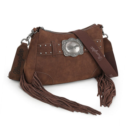 WG241-2022  Wrangler Fringe Buckle Hobo Bag/Crossbody Bag - Coffee