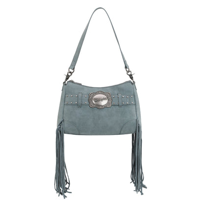 WG241-2022  Wrangler Fringe Buckle Hobo Bag/Crossbody Bag - Jean