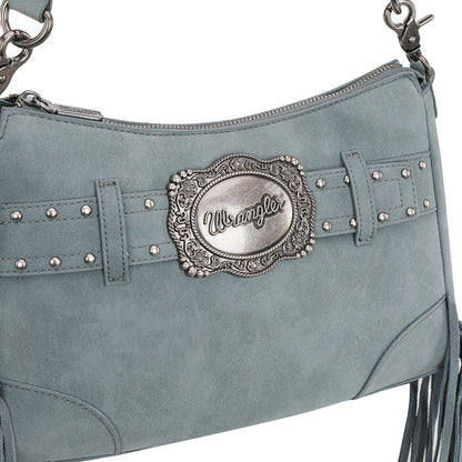 WG241-2022  Wrangler Fringe Buckle Hobo Bag/Crossbody Bag - Jean