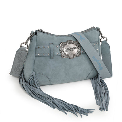 WG241-2022  Wrangler Fringe Buckle Hobo Bag/Crossbody Bag - Jean