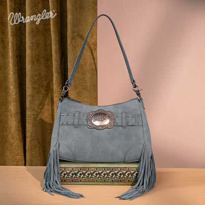 WG241-2022  Wrangler Fringe Buckle Hobo Bag/Crossbody Bag - Jean