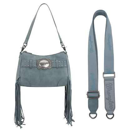 WG241-2022  Wrangler Fringe Buckle Hobo Bag/Crossbody Bag - Jean
